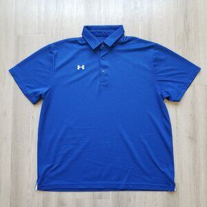 Under Armour Polo Golf Shirt Men XL Blue HeatGear Loose Fit Activewear Tagless